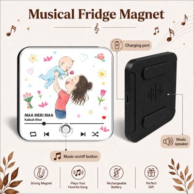 Birthday Gift for Mom Musical Fridge Magnet with Rechargeable Battery & On/Off Button for Mummy Music Player Fridge Magnet